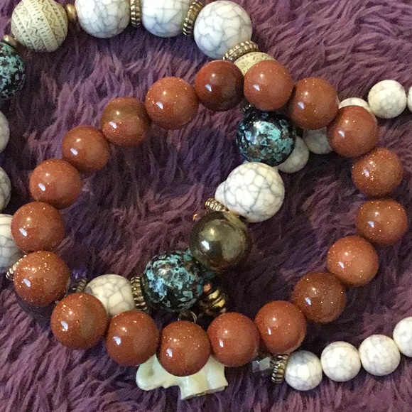 New Boho Bead Bracelet- Set Of 3 - Picture 3 of 11